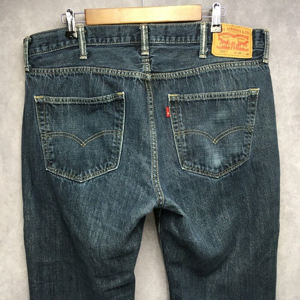 Levis Mens 559‎ Relaxed Straight Fit Blue Jeans size 38x29 Handsome Faded